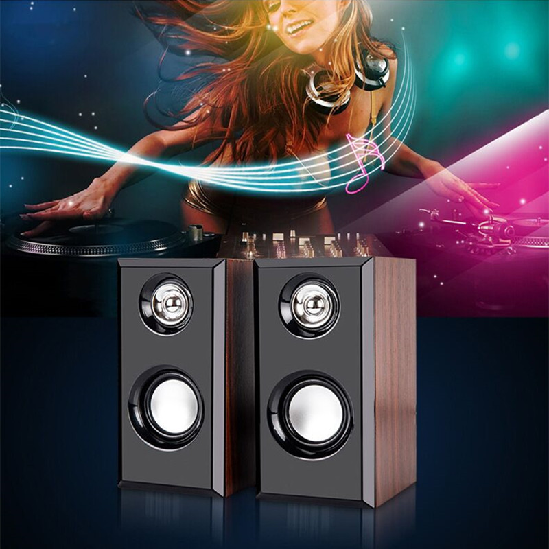 2036 computer wooden speaker USB notebook multimedia desktop wired small speaker 2.0 mini subwoofer