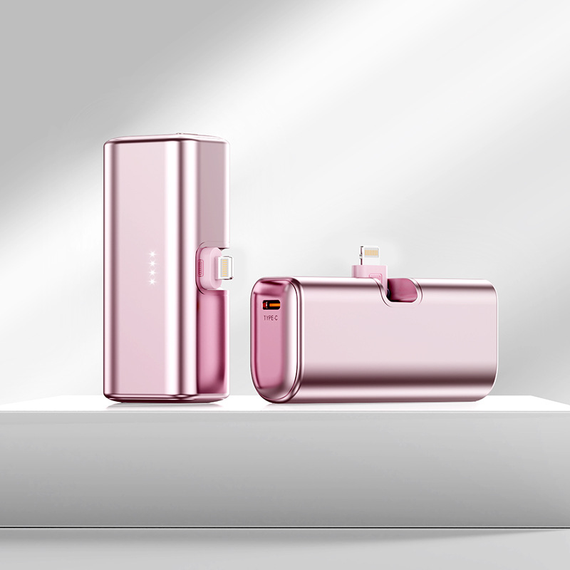 Foldable Plug Fast Charging Metallic Paint Tail Plug Capsule 5000mAh Power Bank Portable PD Mobile Power Supply