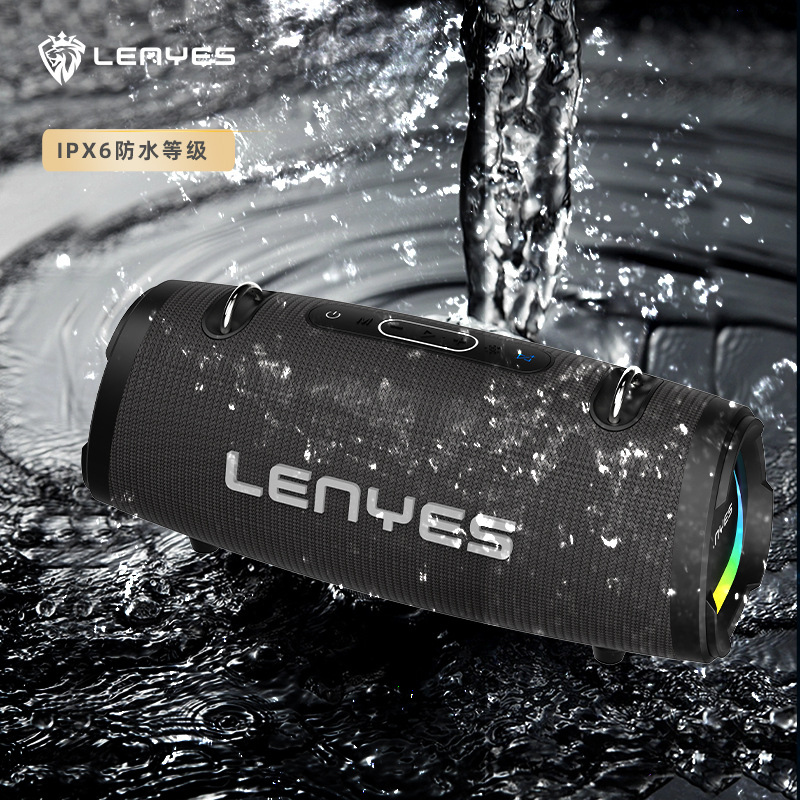 lenyes Cold Lion Outdoor Bluetooth Speaker with Shoulder Strap Heavy Bass with Microphone S872 Bluetooth 5.3