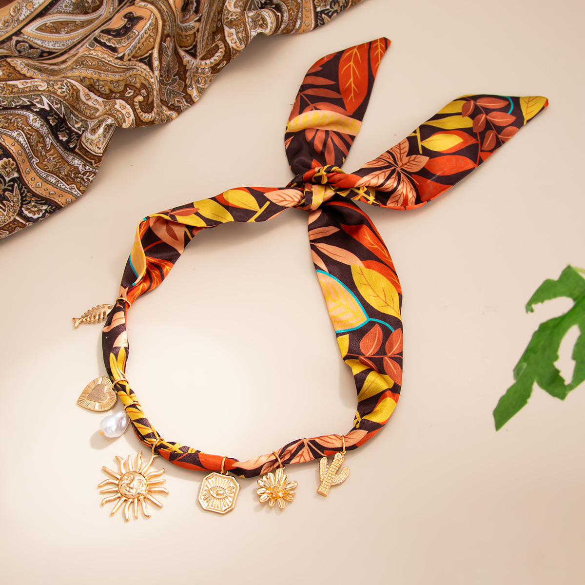 Accessories Colorful Printed Scarf Choker Necklace Ocean Series Starfish Butterfly Pendant Necklace