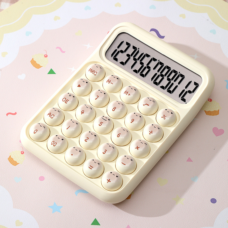 Soft bunny theme calculator 12-digit small cute smiley face computer student financial special computer
