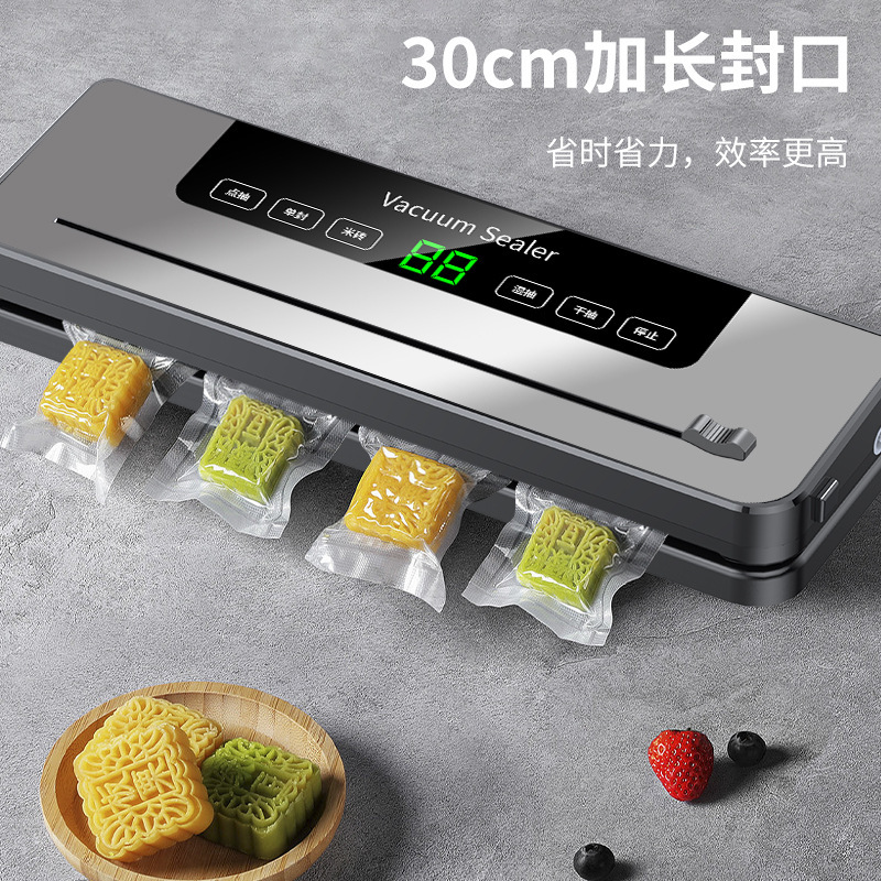 Stainless Steel Automatic Household Vacuum Sealer Food Packaging Machine Small Freshness Preservation Sealer Vacuum Compressor