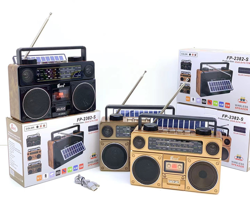 New FP-2382-S portable outdoor Bluetooth speaker audio with antenna radio solar speaker
