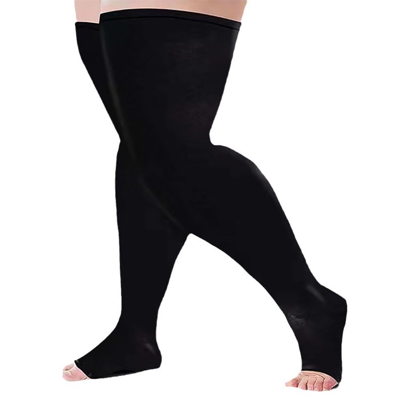 Plus size pressure stockings for fat people, spring and autumn new compression elastic nylon thigh stockings, sports compression stockings