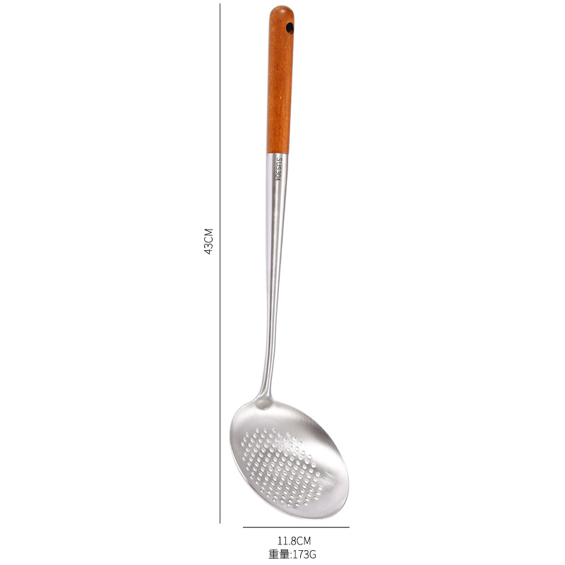 Extended 304 stainless steel spatula wok spatula kitchen supplies household high temperature resistant wok spoon kitchenware set large size
