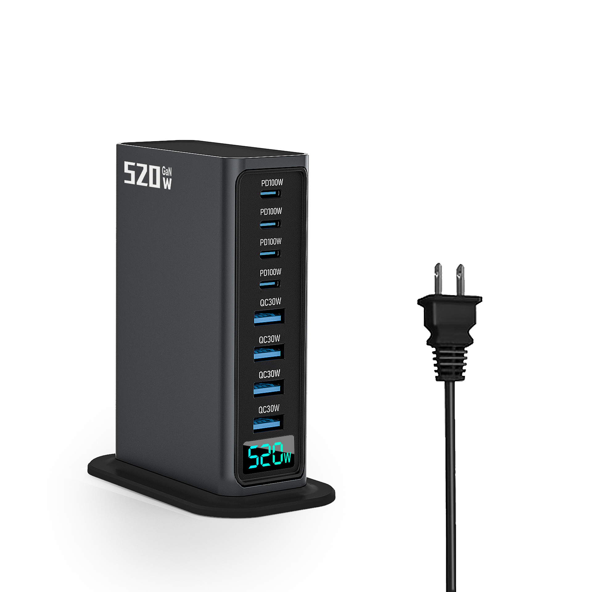 520W GaN Charger Multi-Port High Power Fast Charging Head Compatible with Apple Android Laptop Tablet Phone