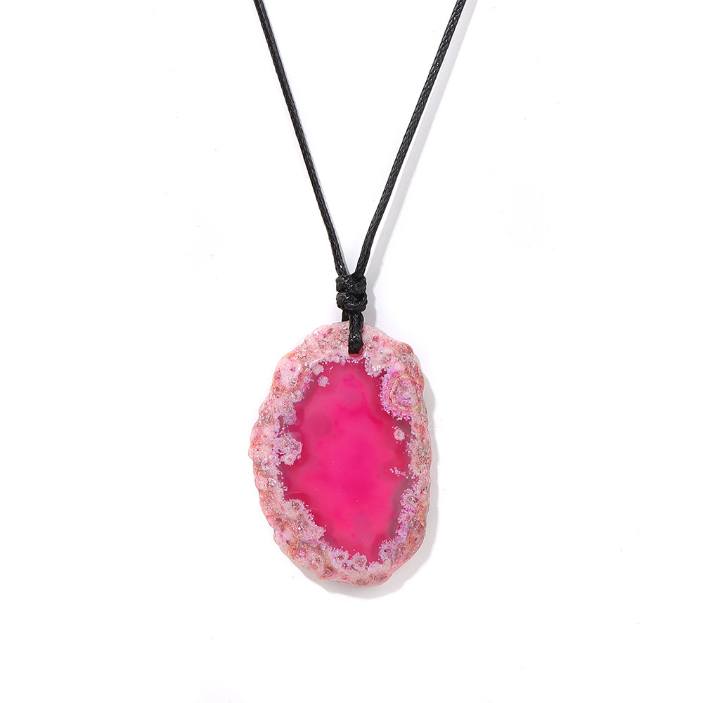 Stone agate slice necklace energy stone irregular shape pendant simple birthstone necklace