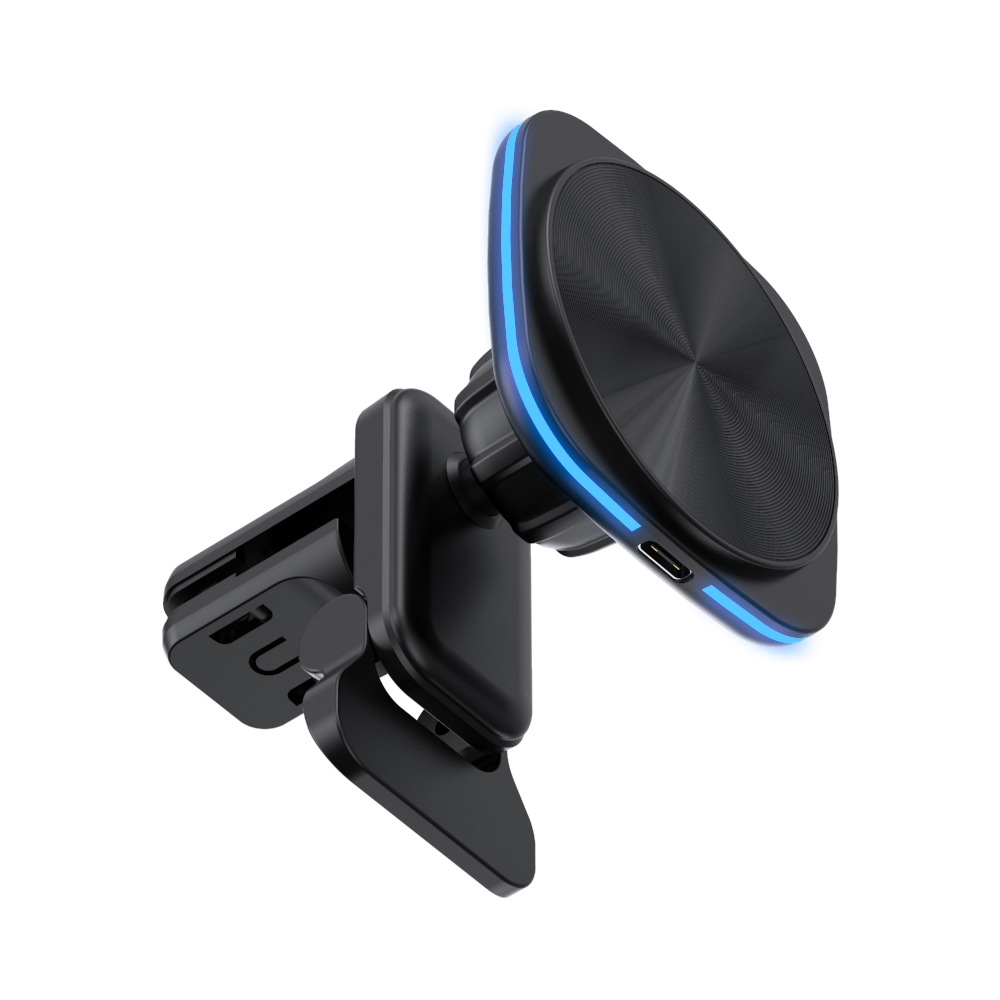 RGB light car magnetic wireless charger, suitable for Apple 12-15 car air vent mount fast charger