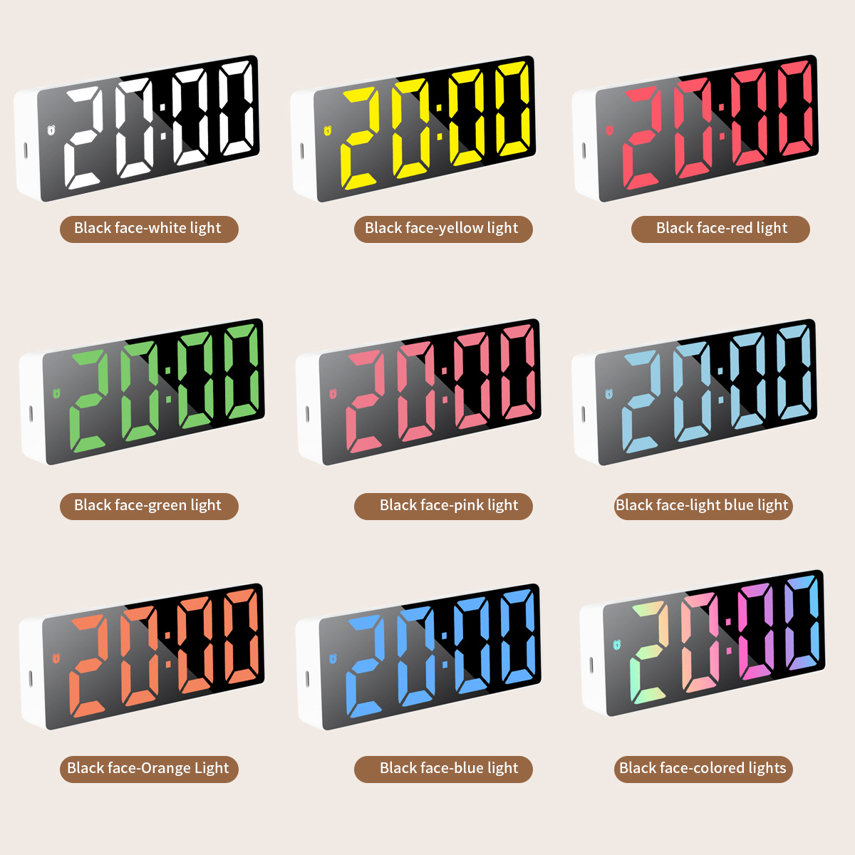Mirror Clock Alarm Clock Desktop Silent Smart Clock Time Display Monitor Bedroom Digital Electronic Clock Ornament