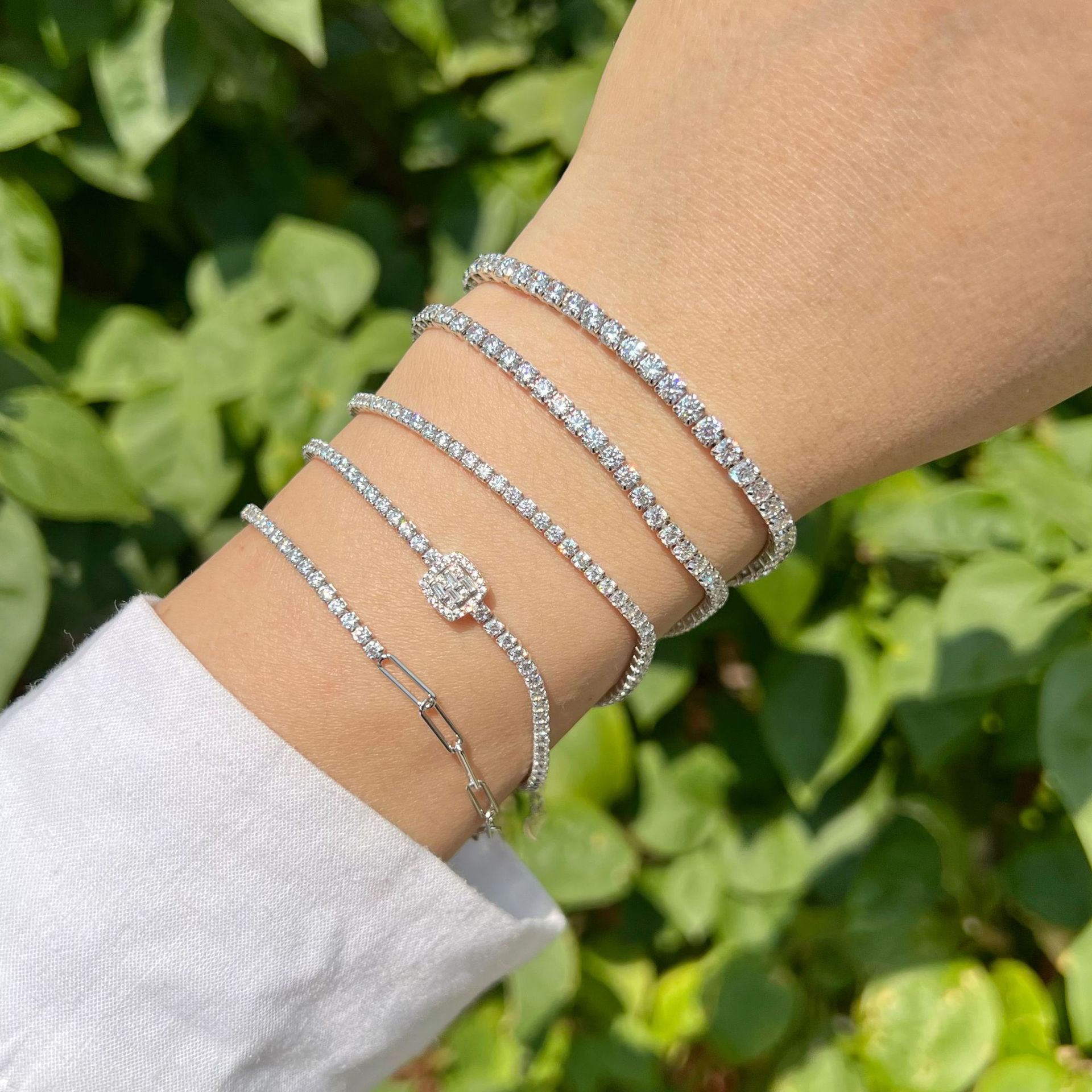 New S925 sterling silver tennis bracelet for women, hand-set zircon luxury square diamond chain hand accessories