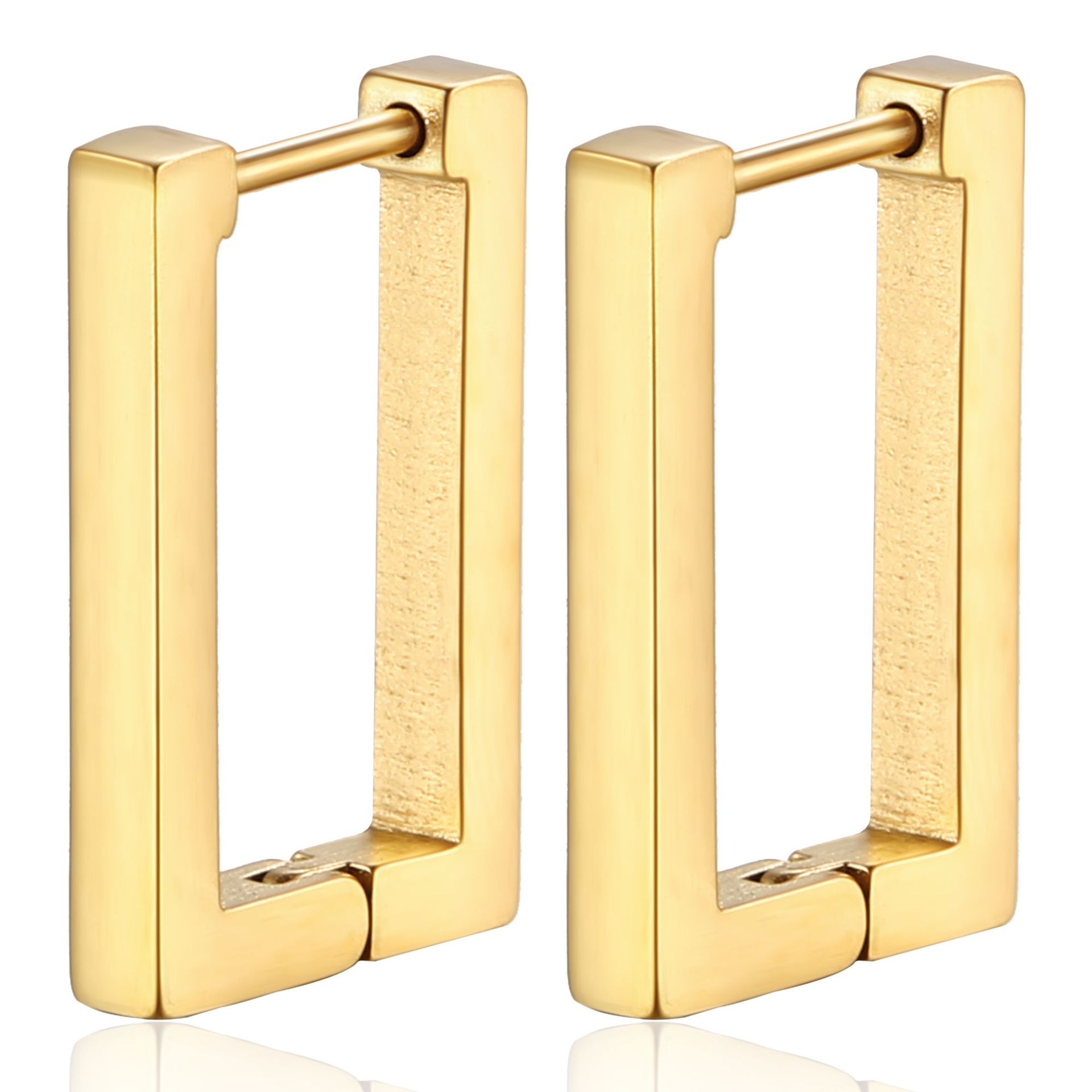 Exclusive stainless steel ear clips for women, hand-polished geometric earrings, furnace real gold ear accessories