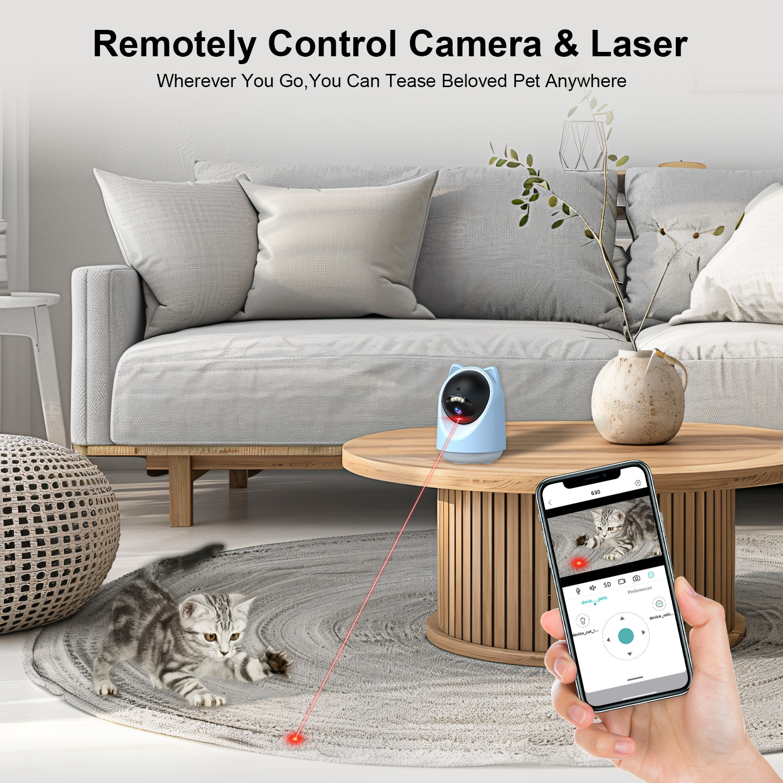 5G Pet Camera Laser Cat Teaser AI Recognition Auto Tracking Smart Pan-Tilt Surveillance