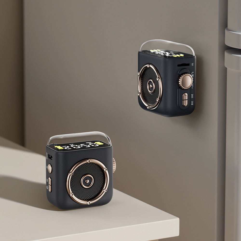 New P6 Wireless Bluetooth Small Speaker Magnetic Clip Clock Display Speaker Gift Speaker Print LOGO
