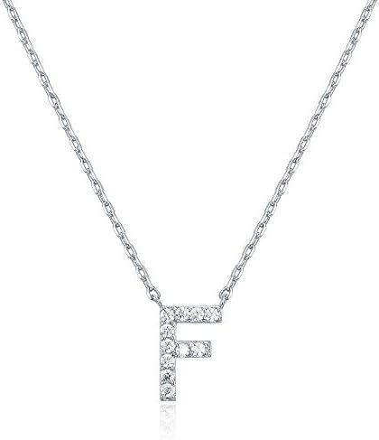 Simple Zirconia S925 Silver Letter Necklace Women's Platinum Plated Necklace Clavicle Chain