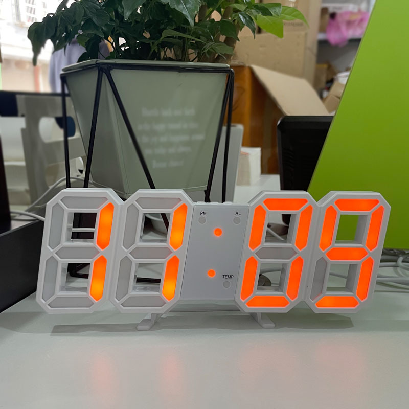 3D Digital Alarm Clock Home Desktop Clock Wall-Mounted Living Room LED Wall-Mounted Electronic Clock Wall Clock