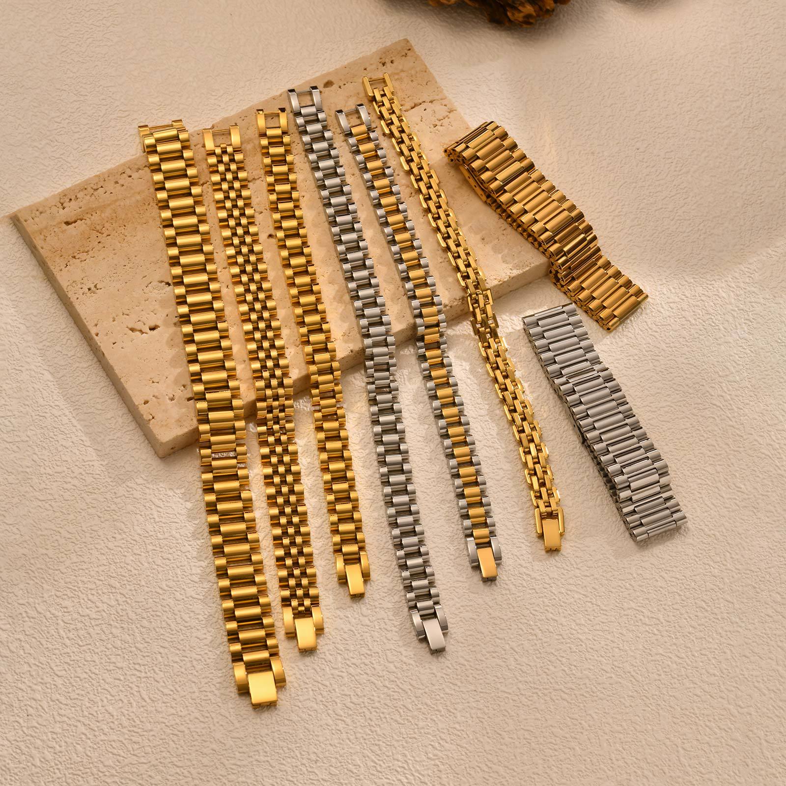 Huanmu Accessories Stainless Steel Watchband Bracelet Couple Watch Chain Titanium Steel Accessories Hand Jewelry
