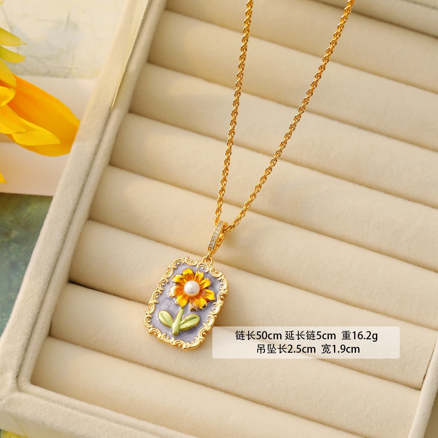 Monet Van Gogh Vintage Oil Painting Style Necklace Baroque Pearl Butterfly Petal Sweater Chain Pendant