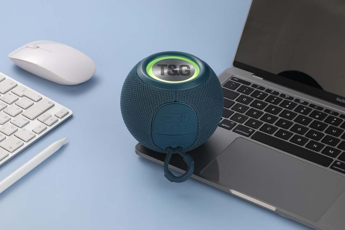 2022 Popular Spherical Mini Speaker Portable Fabric Ultra Bass Light Ring Desktop Audio Bluetooth TG337