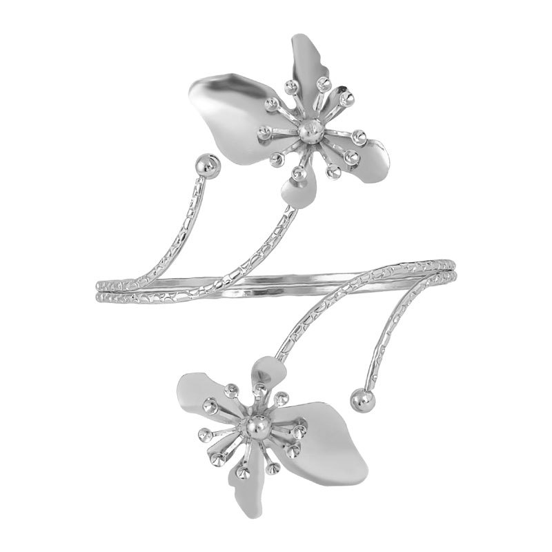 Metal flower open adjustable arm ring bracelet exaggerated geometric arm ring bracelet