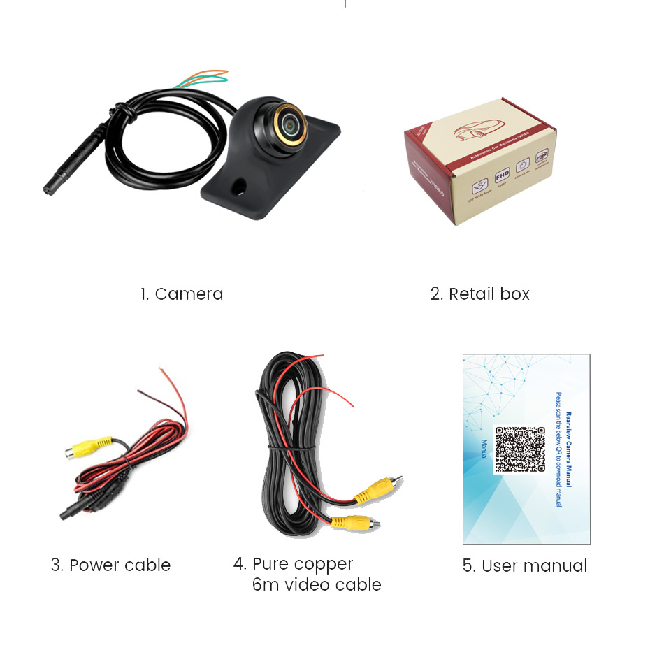 AHD car camera reversing image 360 degree HD wide angle night vision 1080P fisheye rear view silicone