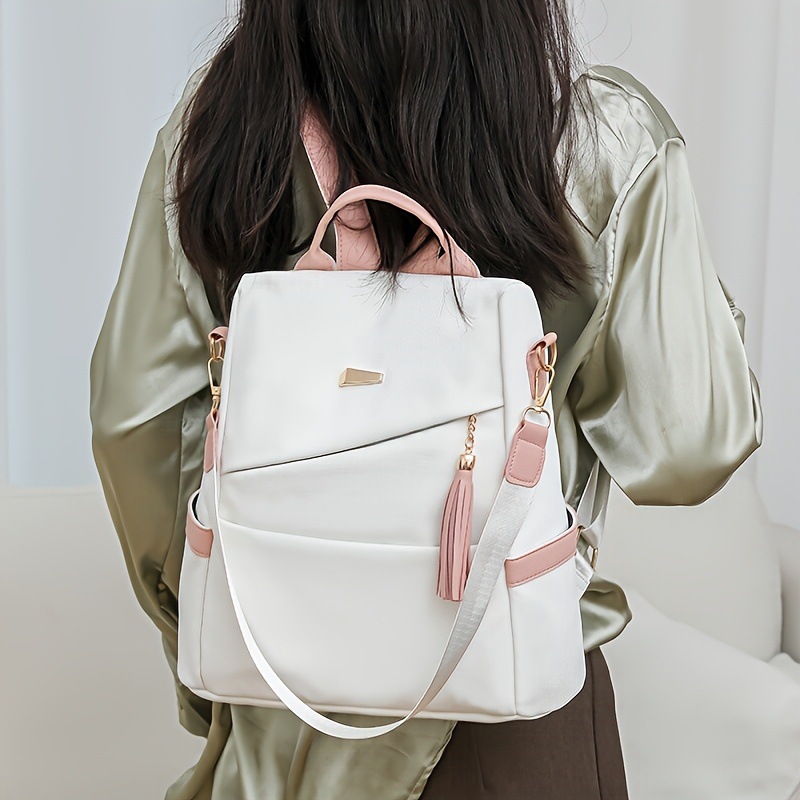 Women's anti-theft double-shoulder bag 2025 new soft leather dual-use large capacity travel backpack lightweight commuting backpack
