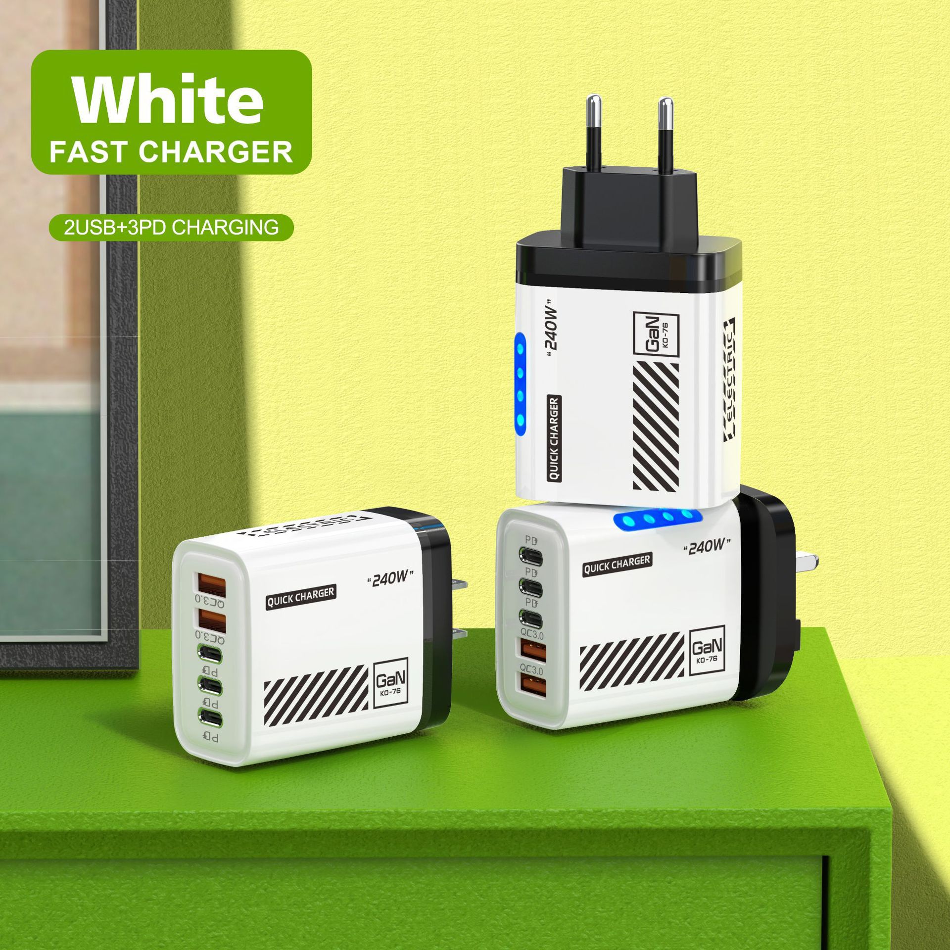 CE certified 240W GaN multi-port charger LED digital display FBA