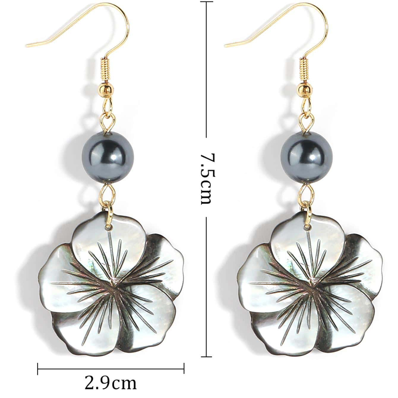 Original Design Natural Black Shell Pearl Earrings Turtle Drop Earrings