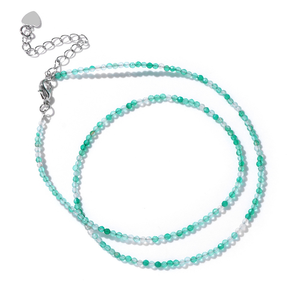 2mm stone bead thin necklace unisex simple single layer multi-color best friend gift collarbone chain