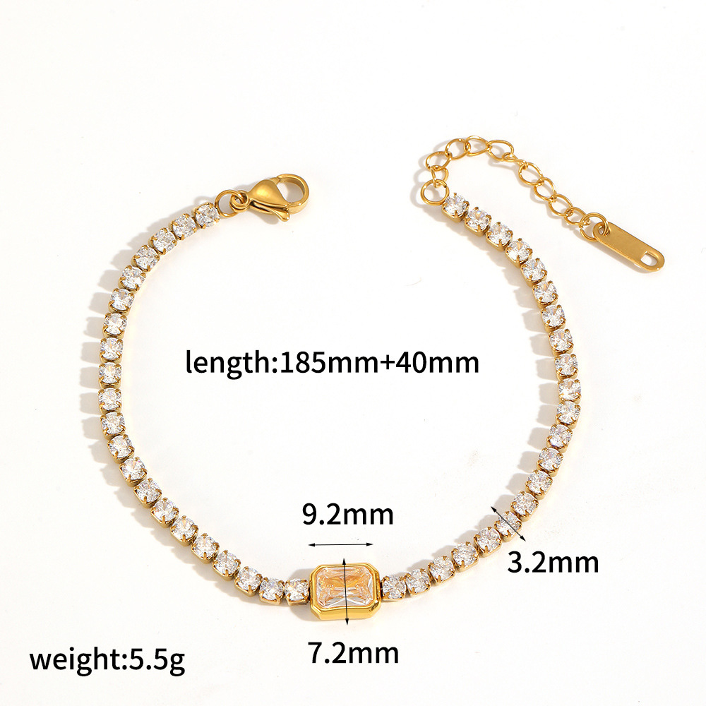 Full diamond stainless steel bracelet love tennis chain zircon row drill titanium steel bangle 18k gold