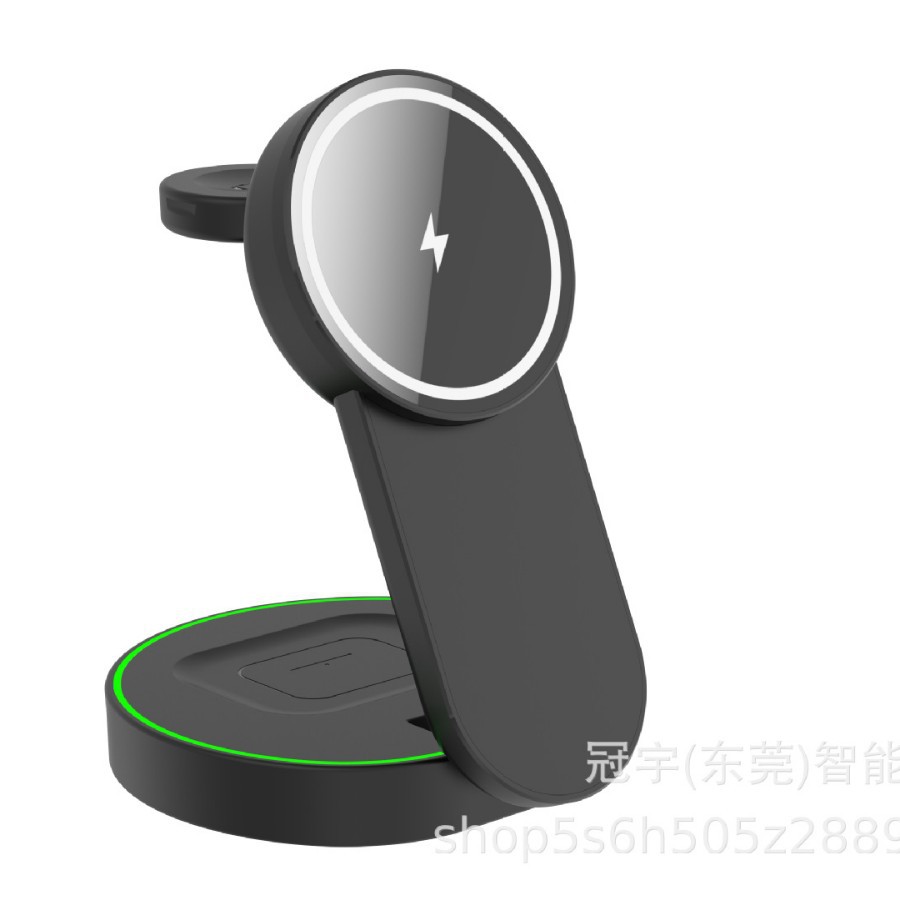 New foldable magnetic wireless charger for Apple phone earphone watch vertical wireless charger