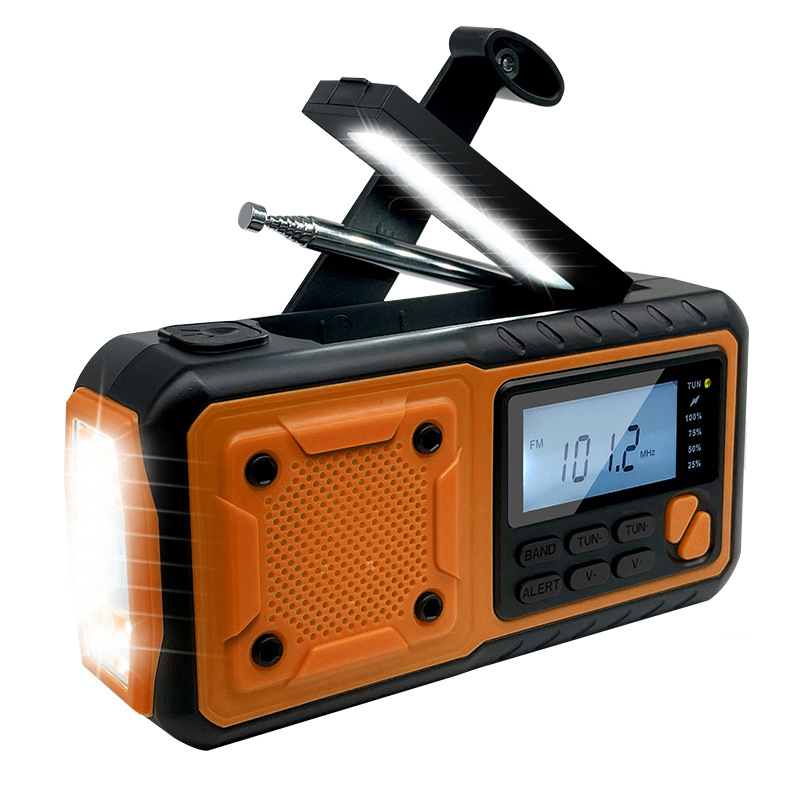 Multifunctional outdoor emergency solar hand-crank power generation radio disaster reading light flashlight power bank